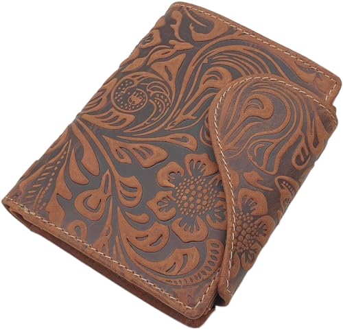Portefeuille en cuir pleine fleur cognac pour femme avec protection RFID et NFC