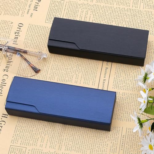 Image of 2 Pieces Hard Shell Eyeglasses Case, Spectacle Storage Case Holder Sunglasses Case Protective Case for Men and Women, Black,blue