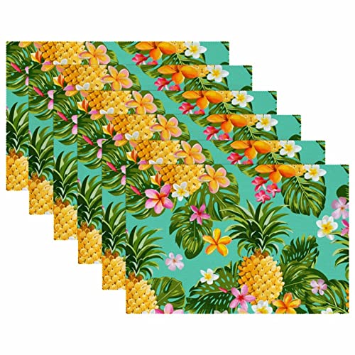 Set de table ananas anti brûlure lot de 6 tapis de table anti dérapants roses