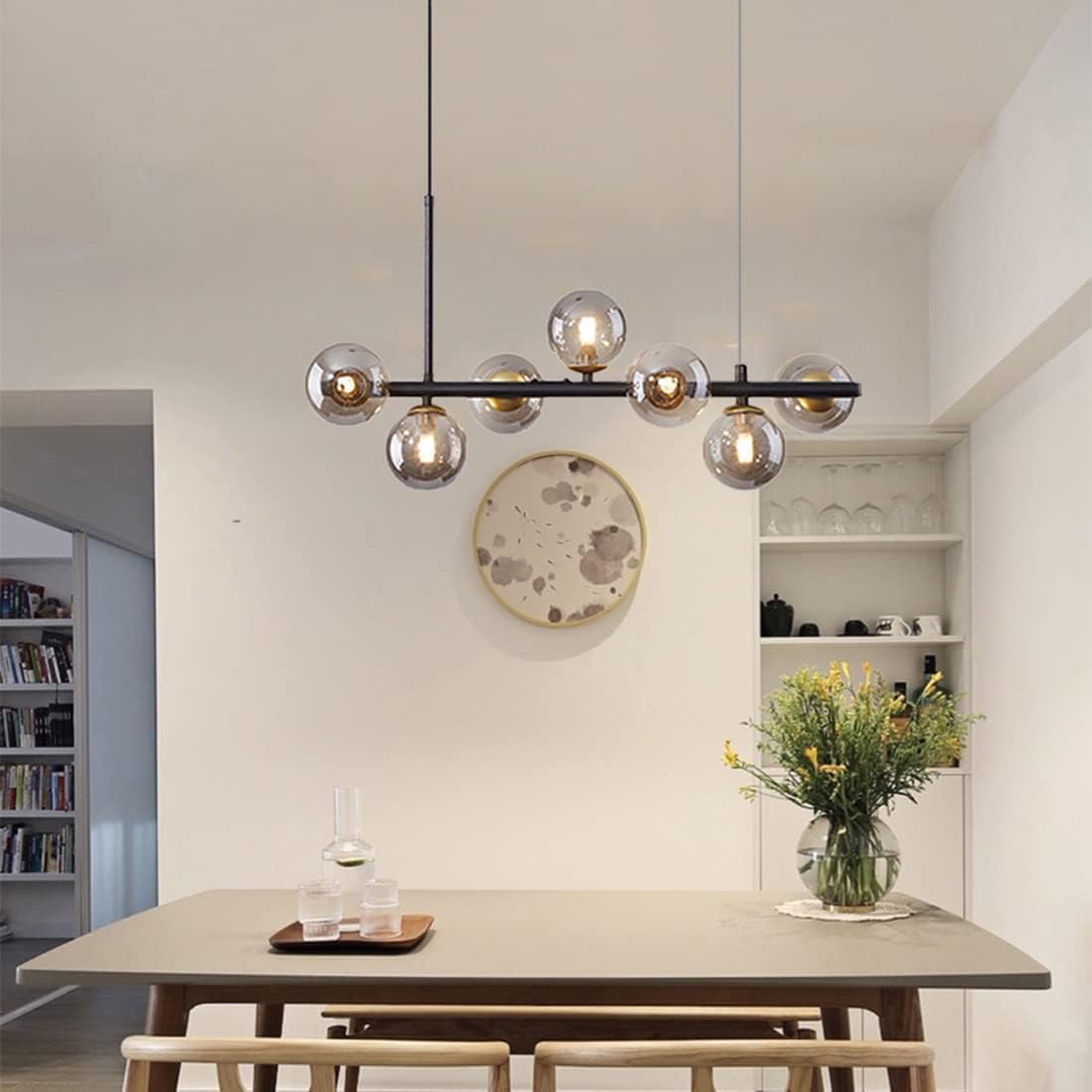 Lampadario Moderno in Vetro Sputnik Lampadario a Sospensione 9 luci Sala da Pranzo Lampadario Moderno di metà secolo Lampadario a Sospensione a Sfera in Metallo e Vetro per Soggiorno Camera