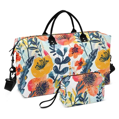 senya Weekender Bags Travel Duffel Gym Bag Fabric Print Illustrations Carry on Overnight Tote Bag with Toiletry Bag for Airplane Travel Trip Gym Yoga, g366812432p1006c1071s2442
