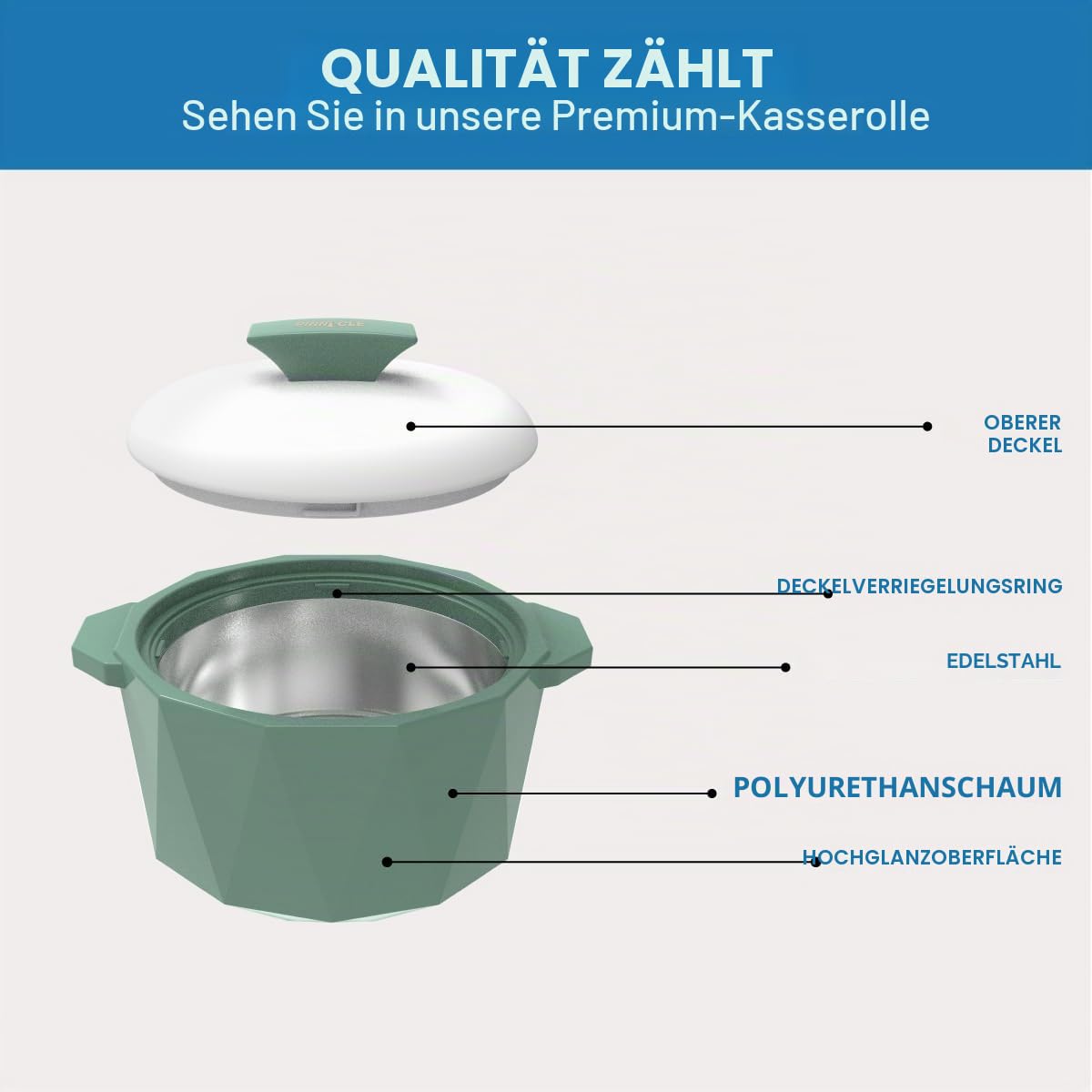 Pinnacle Isolierte Auflaufform mit Deckel, 3-teiliges Set, 3/2/1 qt. Hot Pot Speisenwärmer/Kühler – Thermo-Suppen-/Salat-Servierschüssel – Edelstahl Heißspeisebehälter – Bestes Geschenk-Set für Mütter