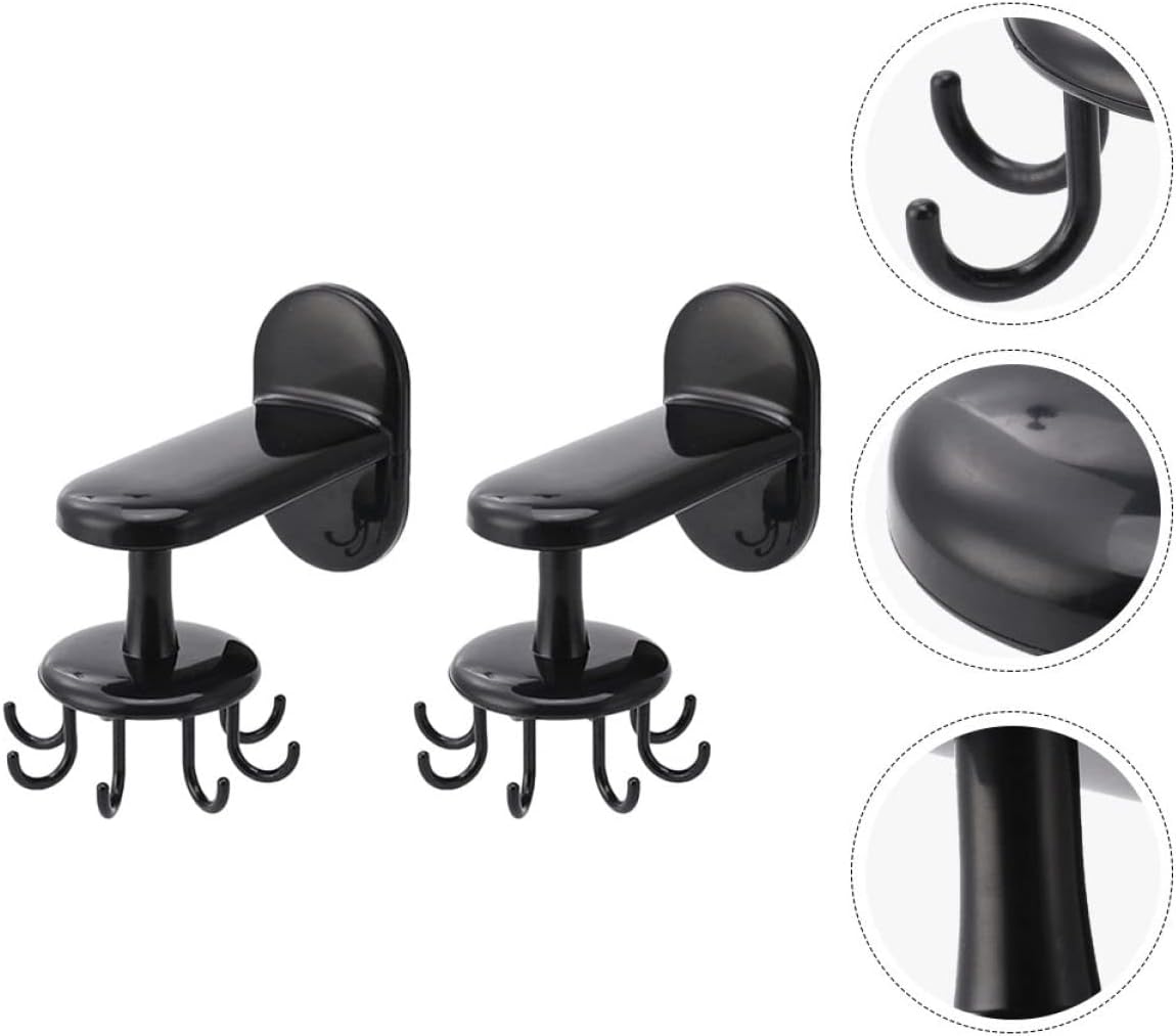 DOITOOL 4pcs Wall-Mounted Kitchen Utensil Hanger Hooks Punch Drying Rack for Easy Storage and Organization Black for Kitchen and Bathroom Use