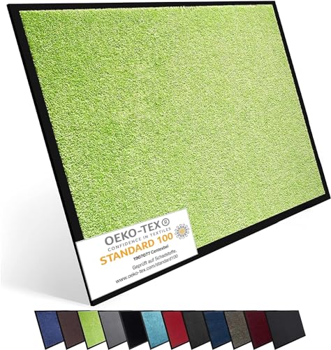 Entrando Fußmatte 60x80 cm - rutschfest & waschbar - für innen und außen - Schmutzfangmatte flach, saugfähig, robust - für Flur, Haustür, Terrasse, Eingang, Wohnung (Limette)