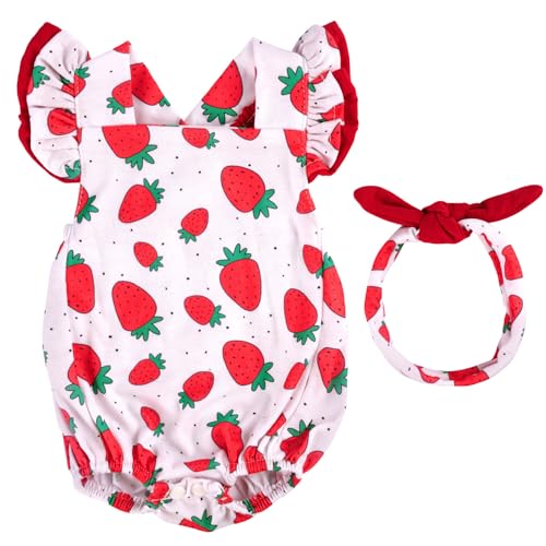 BABESIDE Reborn Baby Doll Clothes for 18-20 Inch Dolls,Strawberry Outfit Set, Cute Baby Doll Accessories for Reborn Girl Dolls