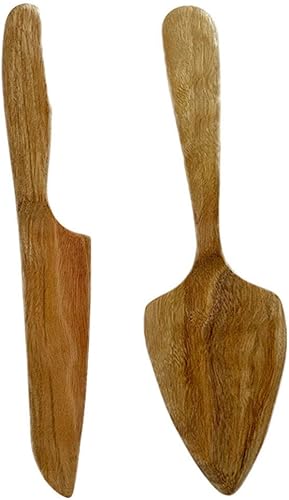 Kichvoe 1 juego de espátula de madera para tartas y herramienta de servidor para hornear para fiestas de cumpleaños, bodas y festivales, práctico