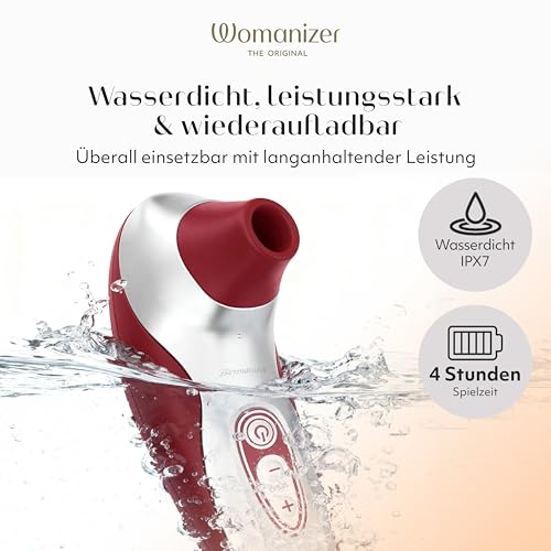 Womanizer Pro40 Klitoris Sauger Erotik Vibrator für Frauen Sex Spielzeug Dildo | Klitoris Stimulator Auflegevibrator mit 6 Intensitätsstufen | Leises Wasserdichtes Sexspielzeug für sie | Rot