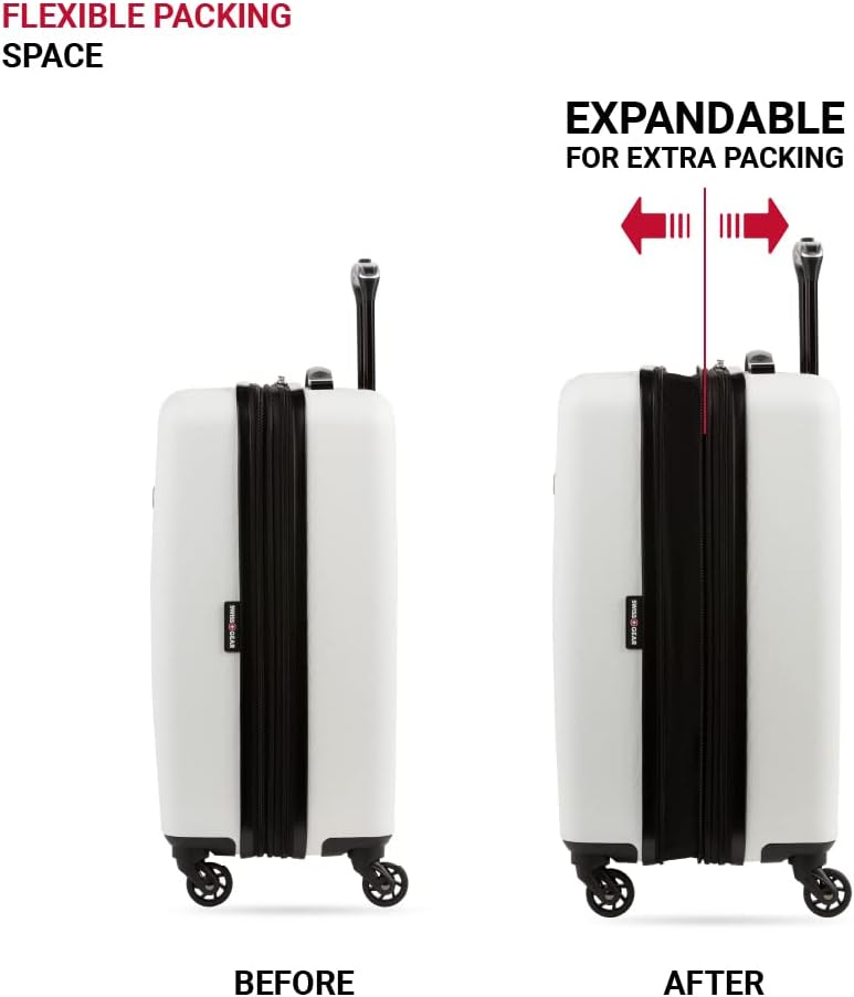 SwissGear 8018 Hardside Expandable Luggage with Spinner Wheels, White, Carry-On 20-Inch - Image 6