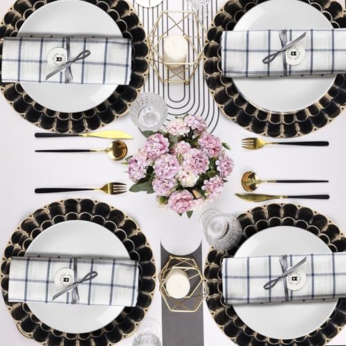 Omuriko Black Chargers Plates Set of 12, Plastic Decorative Charge Plates for Dinner, Halloween Table Setting, Holiday, Thanksgivng, Christmas — view 5