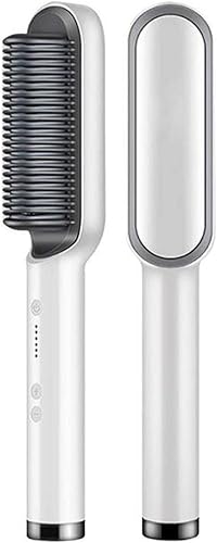 TaoTaoLuo - Alisador de pelo profesional de turmalina, rizador de cerámica, alisador de peine alisador anti-permanente (blanco), 12.2 x 1.81 x 1.77