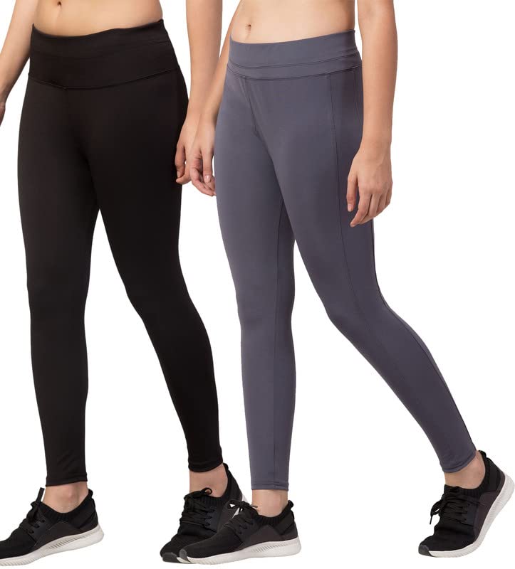 Image of BLUECON Gym wear Leggings Ankle Length Workout Pants | Stretchable Tights | Mid Waist Sports Fitness Yoga Track Pants for Girls & Women (Pack of 2)