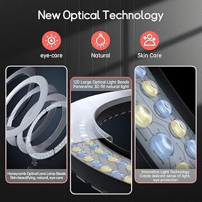 EOTO LIGHT 19 inch LED Ring Light with Tripod Stand, Ring Light with Touch Panel for Makeup Studio Portrait YouTube Vlog Video Shooting with Remote Controller, CRI>97