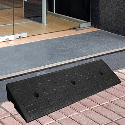 Driveway Curb Ramp Rubber, Garage Doors Entryway Outdoor Steps Transition Ramp, Heavy Duty Non Slip Solid Rubber Ramp, 39 in Wide Load 3T (8Cm/3In Rise) ()