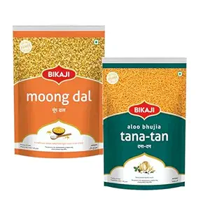 Bikaji Aloo Bhujia & Moong Dal Combo – 400g | Ready to Eat Indian Namkeen | Crunchy Tea-Time Snack, Bar Snack & Party Mix | Authentic Indian Munchies for Sharing, Gifting & Everyday Snacking