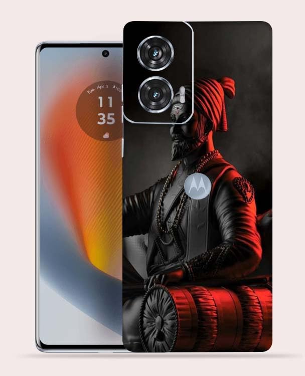 OggyBaba Shivaji Maharaj Moto Edge 50 Fusion 5g Mobile Back Skin Rear Screen Guard Protector Film Wrap (Coverage - Back+Camera+Sides)