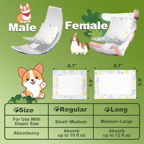Image of Dog Diaper Liners 160ct, Disposable Dog Diaper Pads Liner Female and Male Super Absorbent Doggie Period Diaper Inserts fit Most Puppy Diapers,Belly Band(Regular)