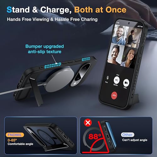 Image of for Google Pixel 10 Case /Pixel 10 Pro Case with MagSafe[Invisible Kickstand][Charge While Standing][Military Shockproof] Translucent Matte Soft Silicone Bumper Pixel 10 /10 Pro Phone Case,Black