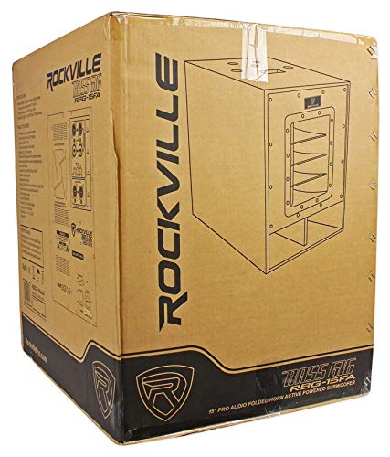 rockville rbg15fa 2400w active powered subwoofer 15-inch folded horn design 600w rms high spl output for djs and live events