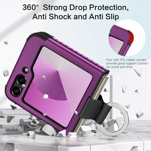 Image of BENTOBEN for Samsung Galaxy Z Flip 6 5G Case with Ring, Heavy Duty 2 in 1 Full Body Rugged Galaxy Z Flip6 Case Girls Women Boy Men Shockproof Protection Cover for Samsung Z Flip 6 6.7 inch,Deep Purple