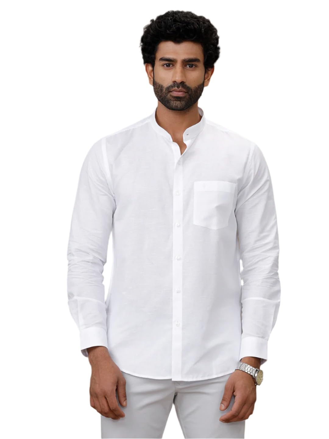 ramraj cotton Full Sleeves Men Linen Cotton White Shirts|Casual & Semi Formal-picture-21