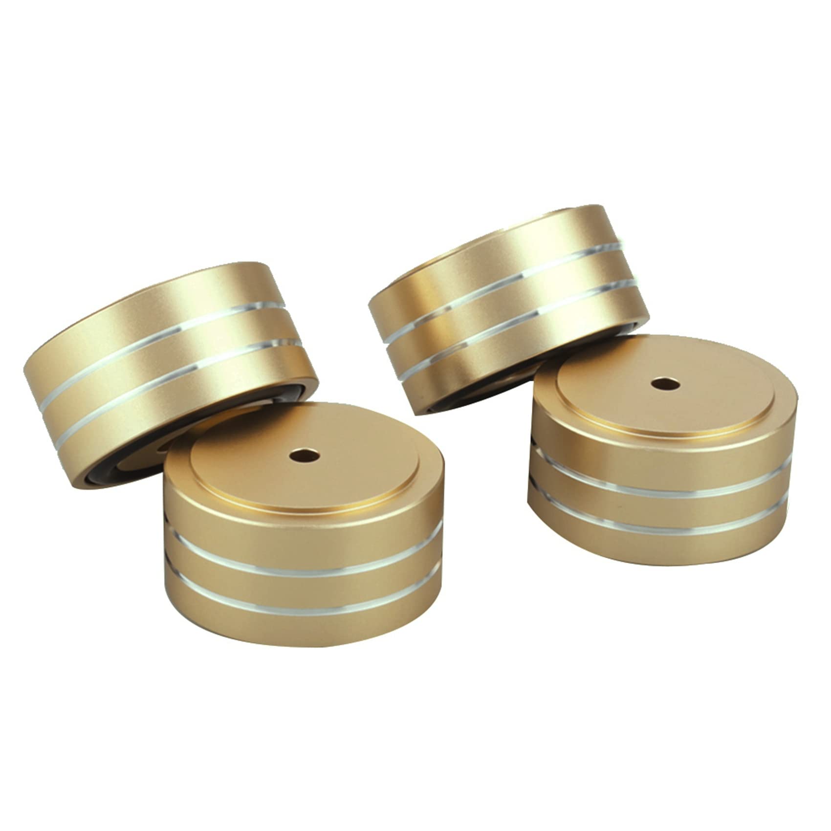 20 Piezas 40X20mm Aluminio HiFi AMP Soporte de Aislamiento de Altavoz Almohadilla de Pie para Tocadiscos (Dorado)