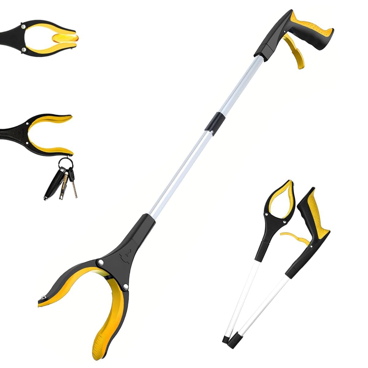 URBANMAC 32.6'' Convenient Grabber Reacher Tool with Megnet - Foldable Pickup Tool - Garbage Trash Picker for Litter - 80CM Claw Foldable Extender Gripper Tool - Pick Up Assistive Device for Elderly