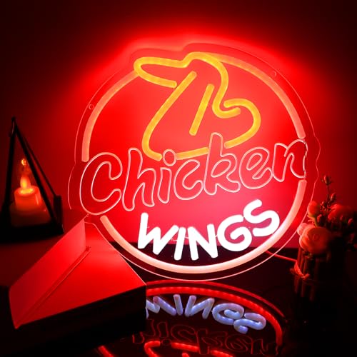 Image of Chicken Wings Neon Sign Fried Chicken Wings Led Sign Wings Led Light Restaurant Light Canteen Fast Food Decor