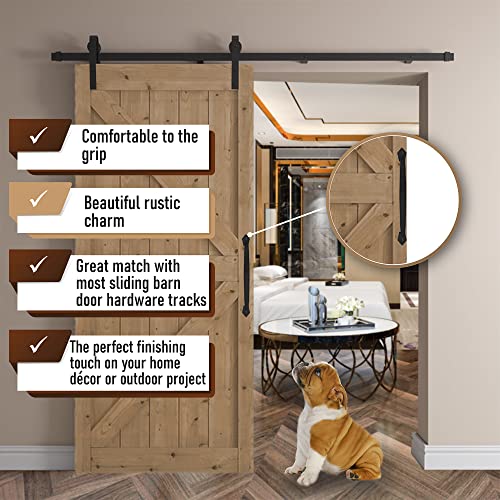 Image of 12 Inch Diamond Tapered Barn Door Handle - Black Cast Iron Pull for Sliding Doors, Gates, Sheds, Fences, Closets - Indoor Outdoor Farmhouse Hardware