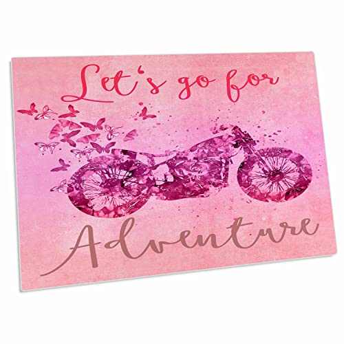 3dRose Desk Pad con diseño floral y motocicleta