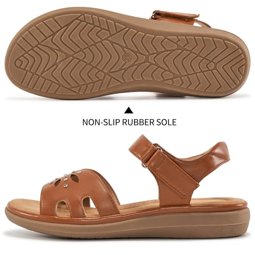 HARENCE Womens Sandals Dressy Summer: Comfortable Slip On Walking Flats Orthopedic Shoes for Hiking Beach4