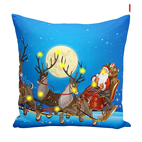 Baifeng Funda de Cojín Iluminación LED 45x45cm Suave Decoración Navidad para Oficina Coche Café - I