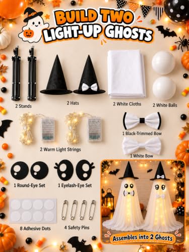 2-Pk 59" HOMELEX Lighted Halloween Bride & Groom Ghost Decorations - image 5