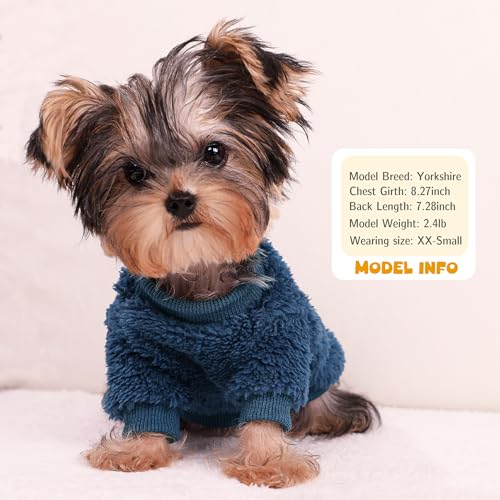 Dog Sweater for Small Dogs Girl Boy, Winter Fleece Teacup Dog Sweaters, Cute Puppy Clothes Warm Soft Pet Outfit Apparel (Nave Blue, XX-Small) - Image 3