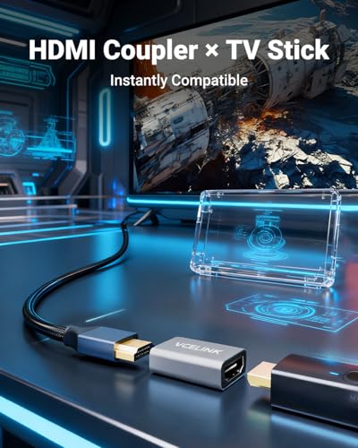VCELINK 8K HDMI Coupler, 2.1 Female to Female Adapter Extender Gold Plated HDMI Connector Support 8K/4K@60Hz UHD, 7680 * 4320 Resolution, 3D, HDR, ARC for Laptop, PC, Monitor, Roku TV, 2 Pack - Image 2