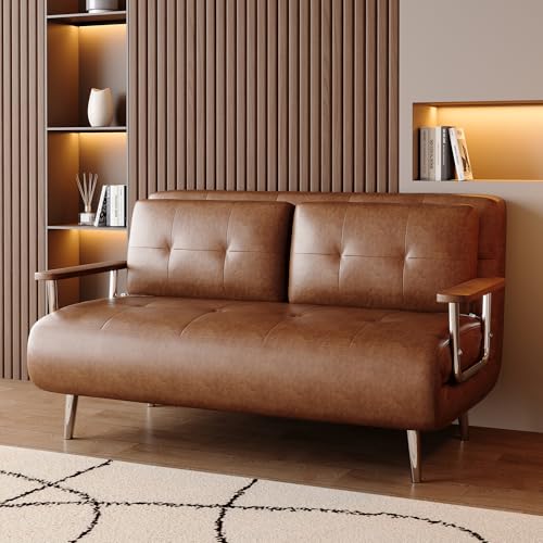 EOBfurniture Schlafsofa-Lederoptik, modernes 2 sitzer Sofa mit schlaffunktion, schlafcouch mit Klappmatratze,klappsofa vielfältig einsetzbar für Wohnzimmer, Schlafzimmer & kleine Räume,Braunes(150cm) EOBfurniture Schlafsofa-Lederoptik, modernes 2 sitzer Sofa mit schlaffunktion, schlafcouch mit Klappmatratze,klappsofa vielfältig einsetzbar für Wohnzimmer, Schlafzimmer & kleine Räume,Braunes(150cm)