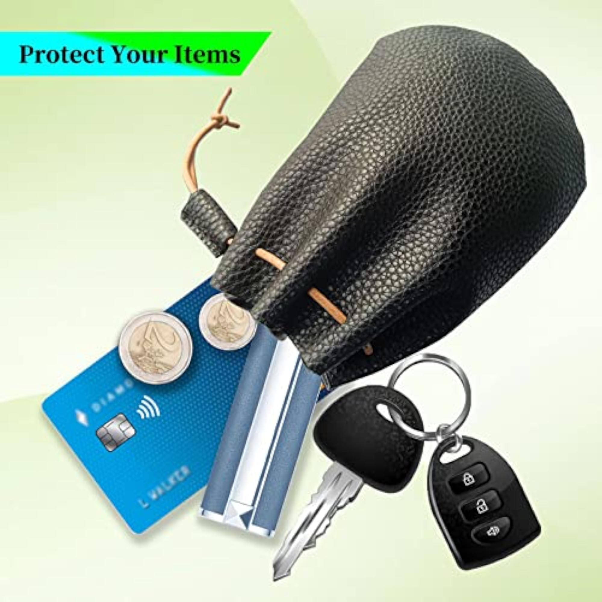 Faux Leather Drawstring Pouch, Premium Coin Pouch
