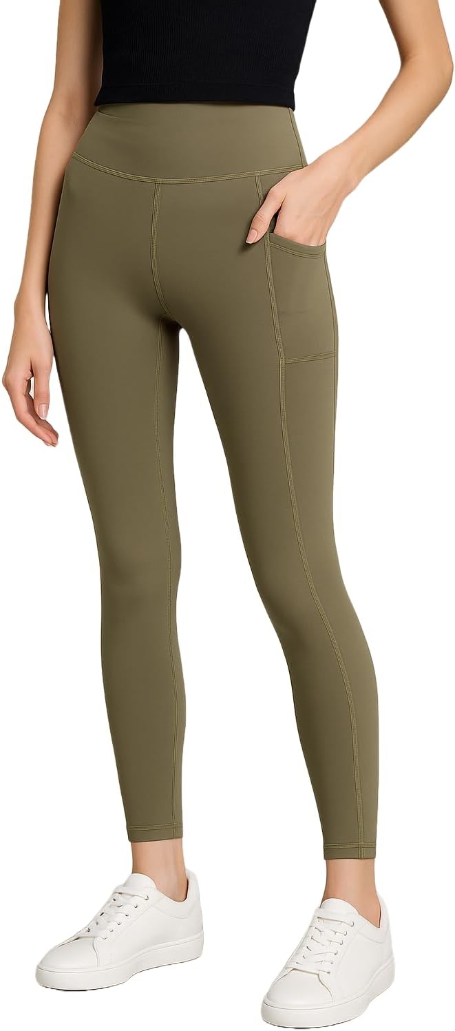 SunplusTrade High Waisted Yoga Pants with Pockets for Women (7/8 Length Leggings)