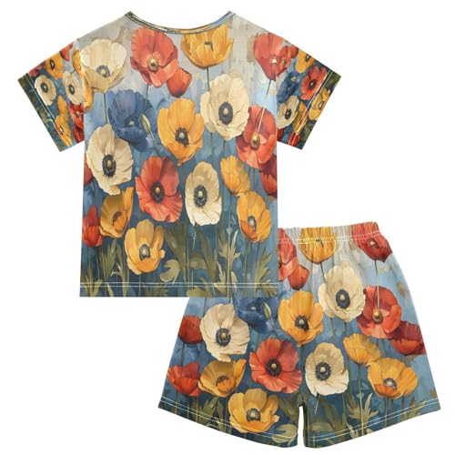 senya Short Sleeve Pajamas Sets Summer Cotton Sleepwear Vibrant California Poppies2