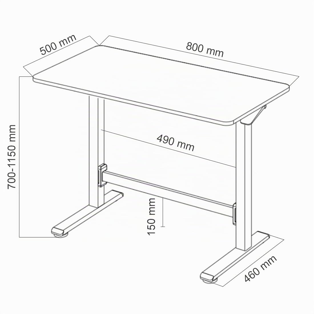 Spacetronik Höhenverstellbarer Schreibtisch Manuell 80x50 cm | Gasfeder Pneumatisch, Sitz-Steh-Tisch ohne Strom, Mobiler Laptoptisch mit Rollen, Stehpult 70-115 cm, Weiß