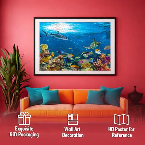 Image of Ocean World Jigsaw Puzzle - 500 Piece Puzzle | Underwater & Marine Life Brain Game | Educational Gift for Puzzle Lovers and Sea Enthusiasts