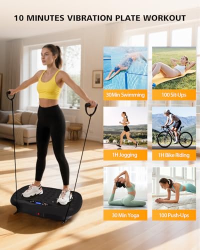 Image of Vibration Plate Exercise Machine, 10 Auto Modes /200-Levels Vibrating Plate for Lymphatic Drainage Weight Loss, 400LBS Capacity Shake Plate for Whole Body Workout for Home Gym Fitness