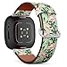 CJBROES Replacement Leather Watch Band, Compatible with Fitbit Versa 3 and Fitbit Sense of Wristband Bracelet Accessory - Watercolor Roses Hand