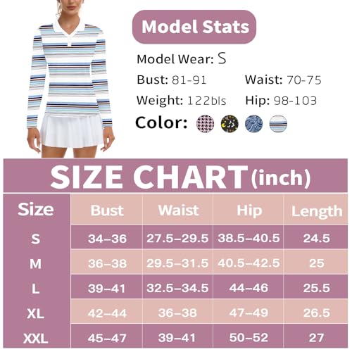 Image of Soneven Womens Golf Shirts Moisture Wicking V Neck Long Sleeve Polo Shirts Collared Tops