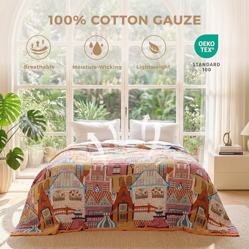 Image of LUTBM Boho Throw Blanket for Bed 60 inchx80 inch, All Season Cotton Couch Blankets