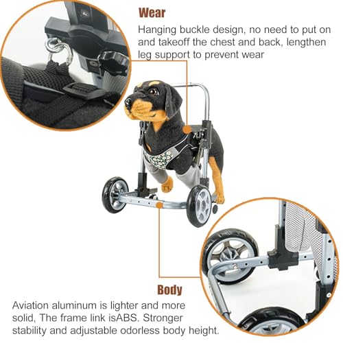 Silla de ruedas para perros con patas delanteras ayuda para caminar Talla S ajustable 3