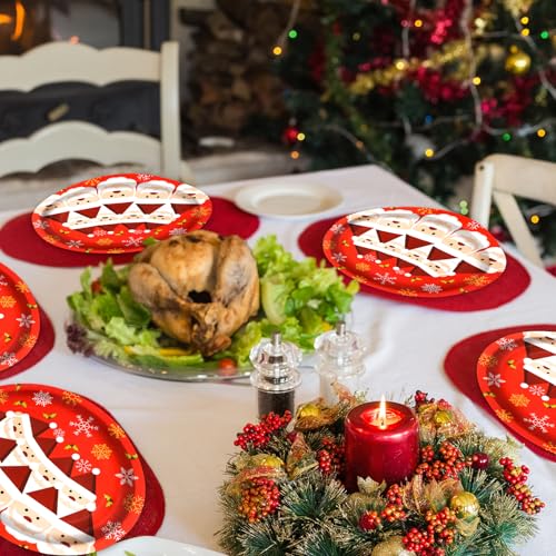 Treasure Cove Christmas Oval Paper Plates 10" x 12" Large Santa Plates Snowflake Disposable Christmas Party Platters for Holiday Xmas Dinnerware Table Decor Party Supplies 24 Pcs – Image 6