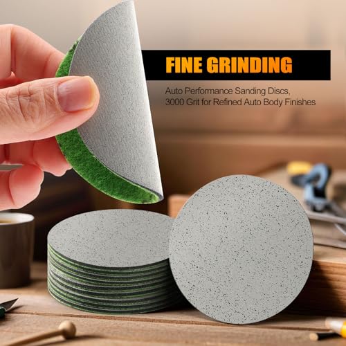 image for POLIWELL Auto Performance Foam Discs, 3 Inch Sanding Discs P3000 Grit 