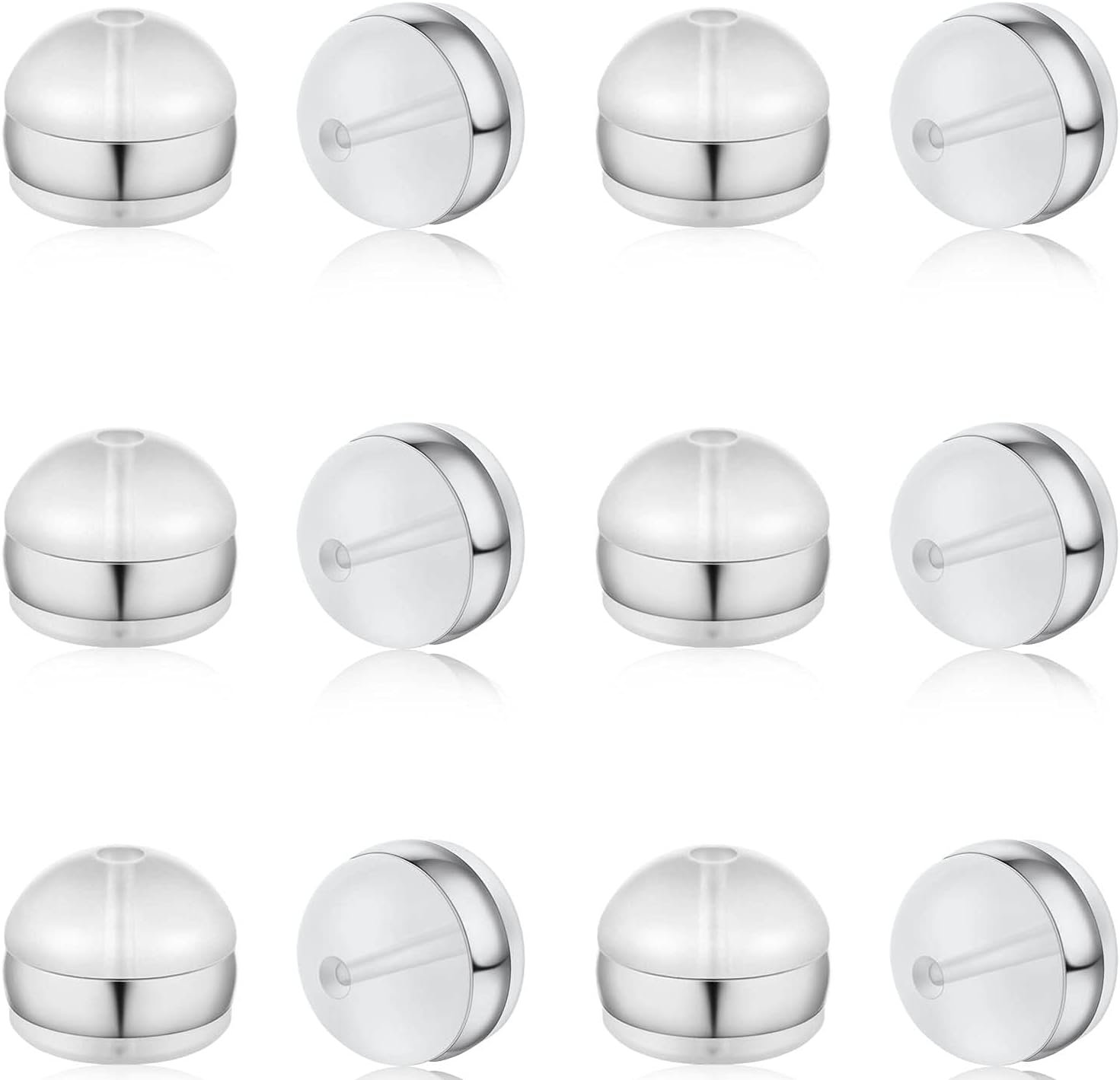 DELECOE 12pcs Silver Soft Silicone Earring Backs for Studs