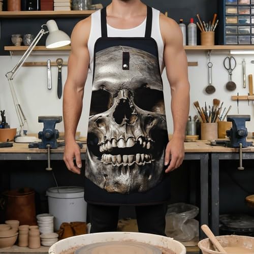 Delantal de trabajo ajustable con diseño Death Skull miniatura 4