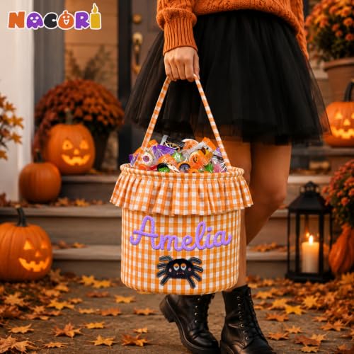 Image of Personalized Halloween Baskets for Kids Personalized Trick or Treat Bag